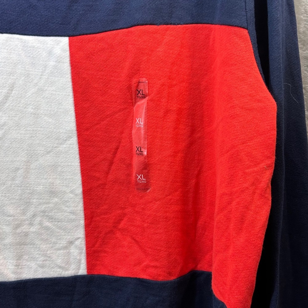 NEW Tommy Hilfiger Women XL Colorblock Sweatshirt Navy Red White Cotton Crewneck - Picture 3 of 10
